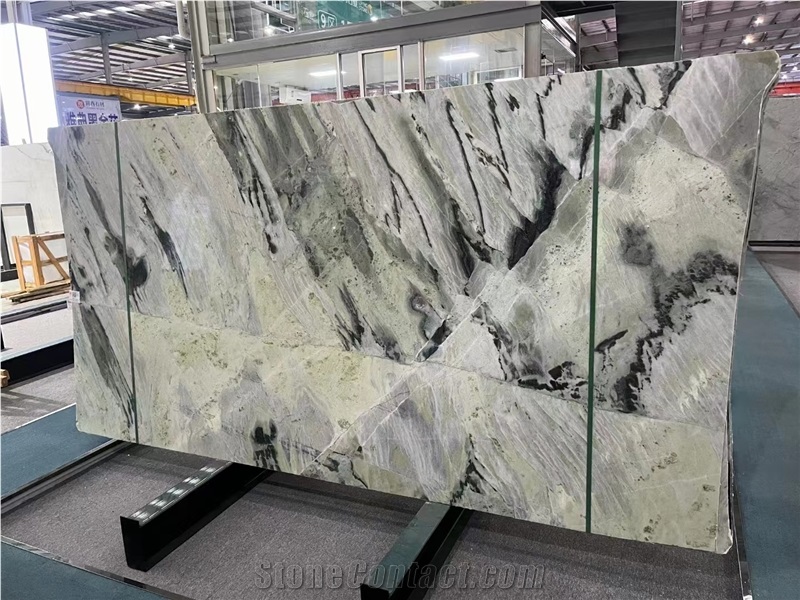 China Shangri La Jade Marble Bookmatched Slab Home Wall Use