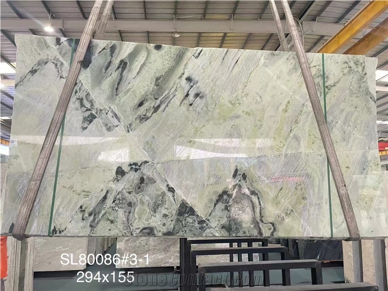 China Shangri La Jade Marble Bookmatched Slab Home Wall Use