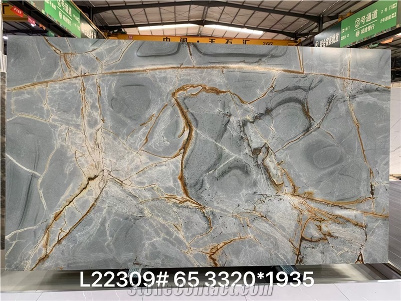 Deep Blue Quartzite Roman Blue Bookmatched Slab Tile