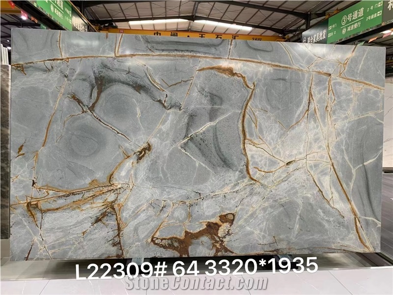 Deep Blue Quartzite Roman Blue Bookmatched Slab Tile