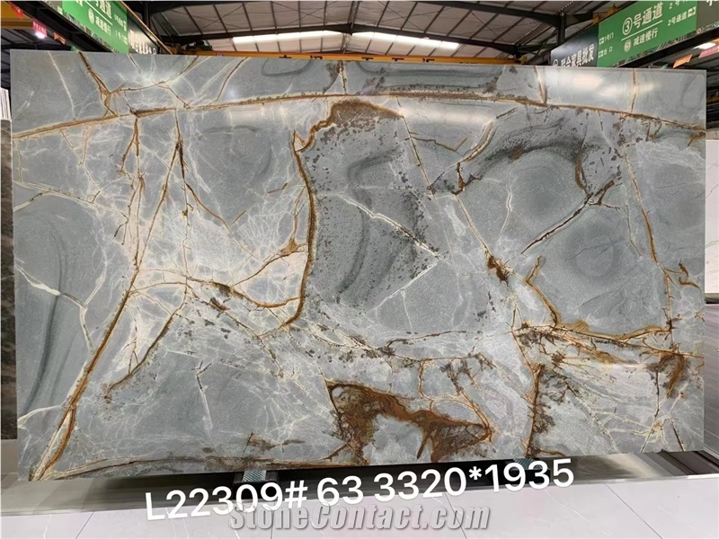 Deep Blue Quartzite Roman Blue Bookmatched Slab Tile