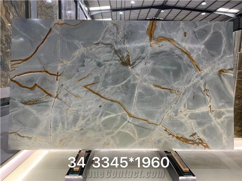 Deep Blue Quartzite Roman Blue Bookmatched Slab Tile