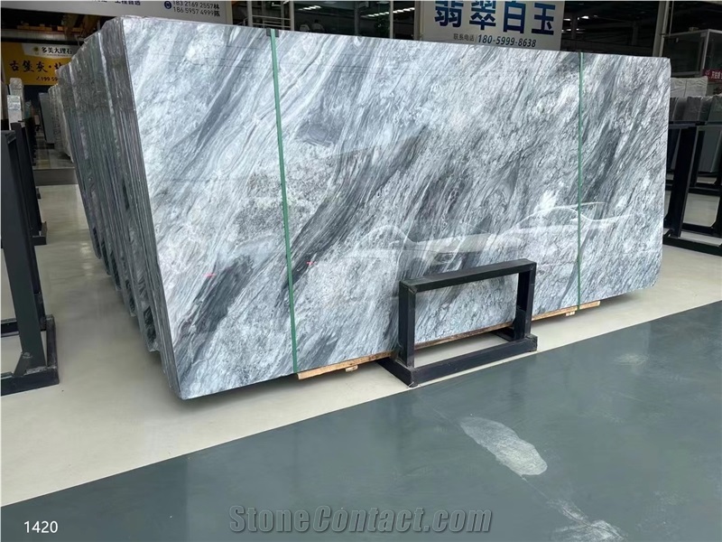 Florence Grey Marble Bardiglio Carrara Big Slab Tile Floor