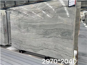 Super White Quartzite Fantasy Eternity Big Slab Bookmatched