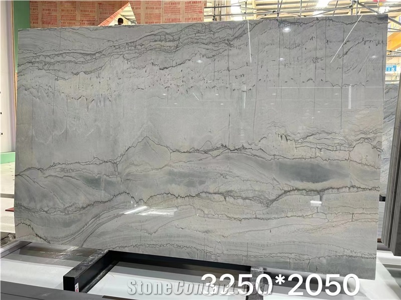 Super White Quartzite Fantasy Eternity Big Slab Bookmatched