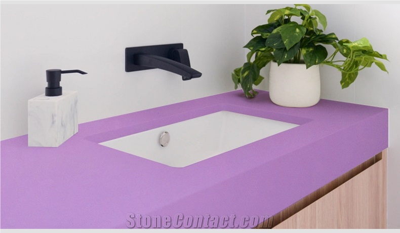 2Cm And 3Cm Home Decoration Pure Purple Quartz Slabs