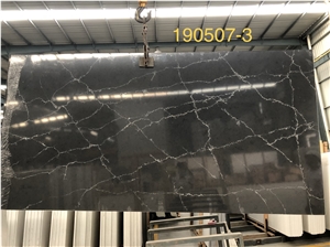 Artificial Black 5104 Quartz Calacatta Angelo Quartz Slabs