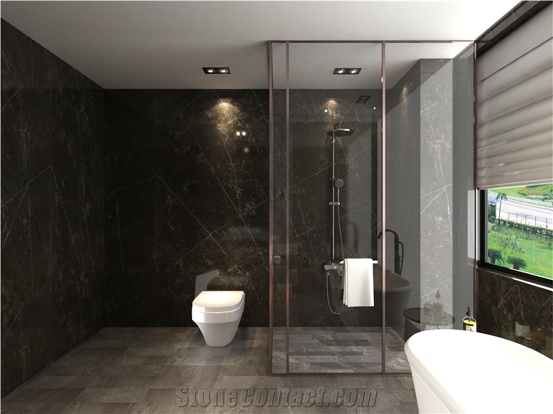 Artificial Black 5104 Quartz Calacatta Angelo Quartz Slabs