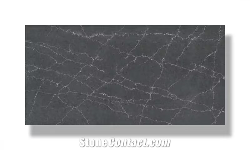Artificial Black 5104 Quartz Calacatta Angelo Quartz Slabs