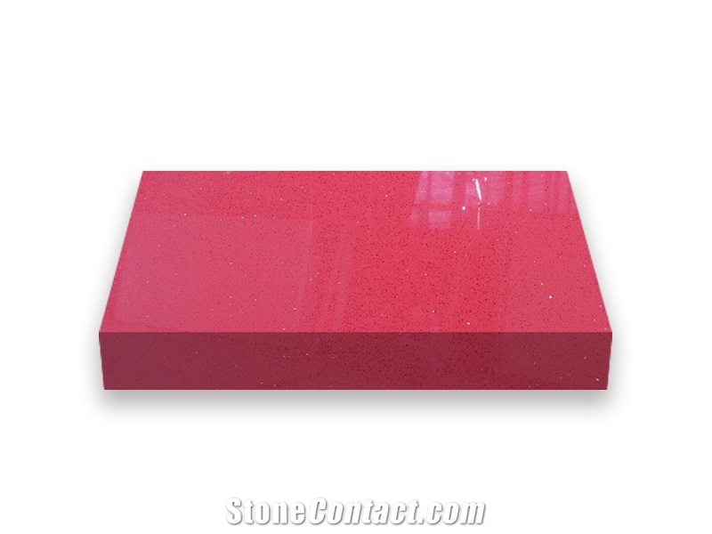 Artificial Stone Newest 1010 Sparkle Red Quartz Slabs
