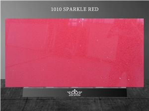Artificial Stone Newest 1010 Sparkle Red Quartz Slabs