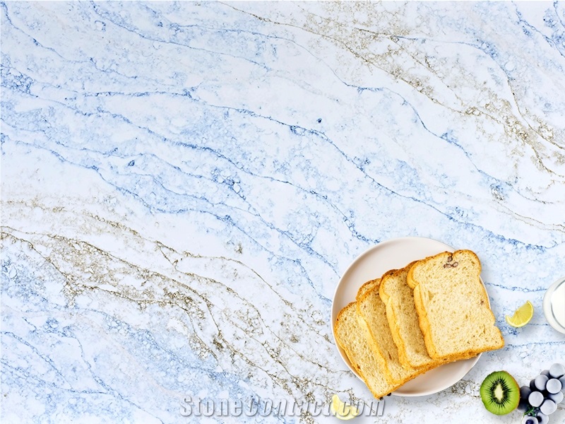 Blue And Gary Vein Quartz 6030 Lazada Concrete Quartz Slabs