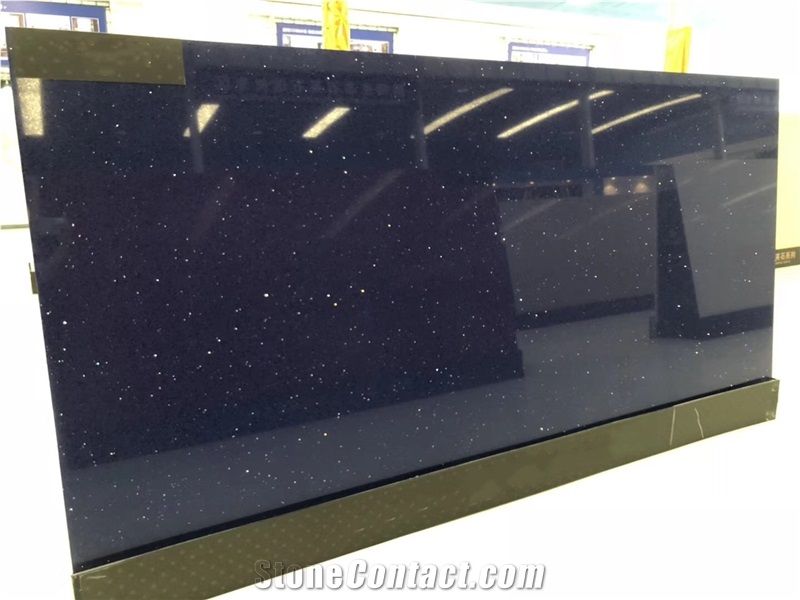 Polished Dark Blue Sparkle Series 1005 Quartz Slabs