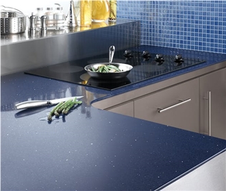 Polished Dark Blue Sparkle Series 1005 Quartz Slabs