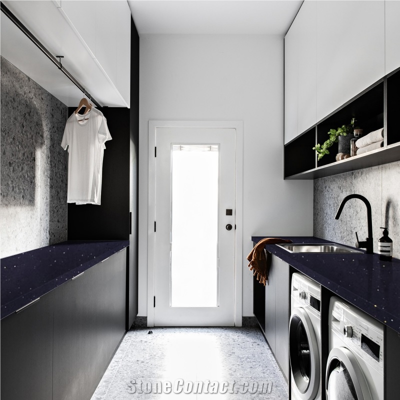 Polished Dark Blue Sparkle Series 1005 Quartz Slabs