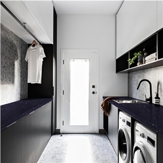 Polished Dark Blue Sparkle Series 1005 Quartz Slabs