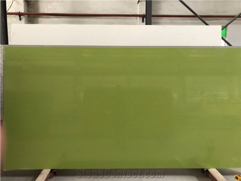 Polished Green Artificial Stone 2010 Quartz Slabs