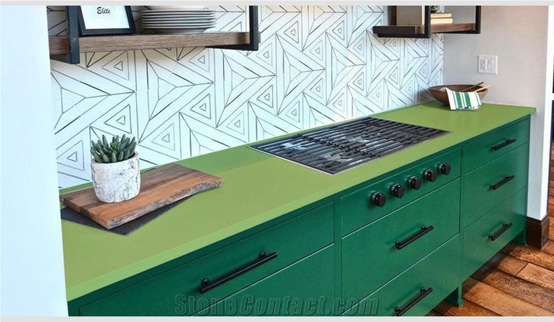 Polished Green Artificial Stone 2010 Quartz Slabs