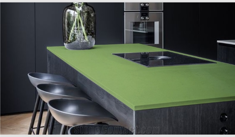 Polished Green Artificial Stone 2010 Quartz Slabs