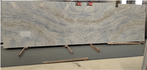White With Blue Veins Artificial 6030 Concrete Quartz Slabs