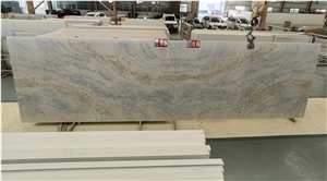White With Blue Veins Artificial 6030 Concrete Quartz Slabs