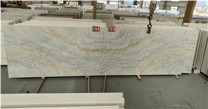 White With Blue Veins Artificial 6030 Concrete Quartz Slabs