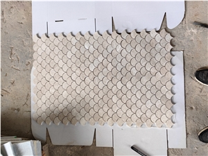 Fish Scale Beige Marble Mosaic Tiles