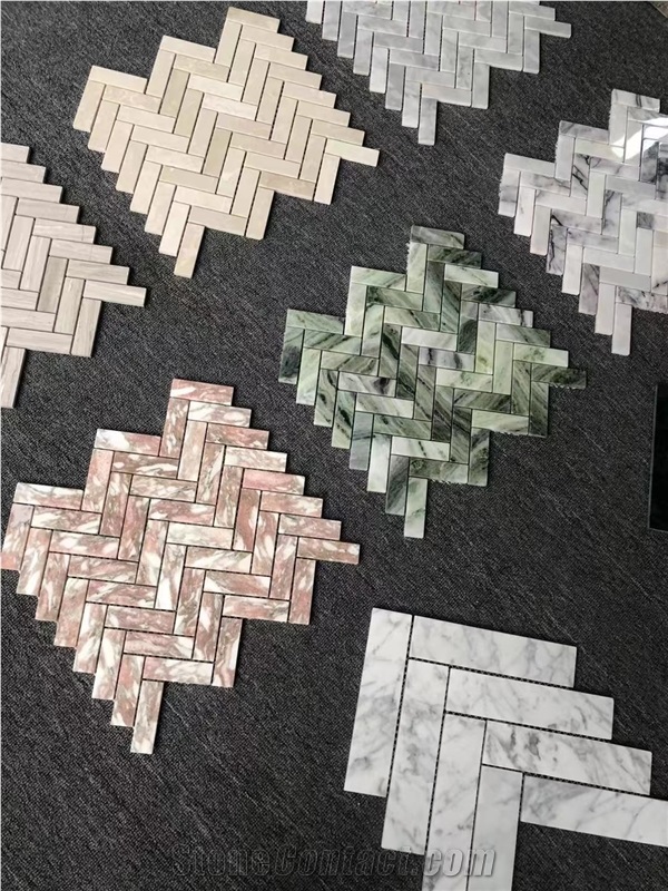 Fish Scale Beige Marble Mosaic Tiles