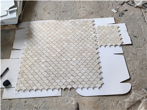 Fish Scale Beige Marble Mosaic Tiles