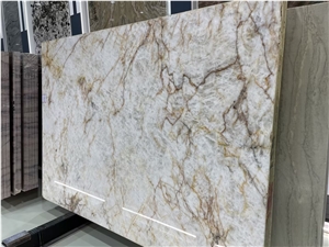 White Crystal Style Glacier White Quartzite Slabs