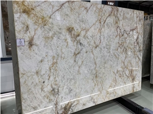 White Crystal Style Glacier White Quartzite Slabs