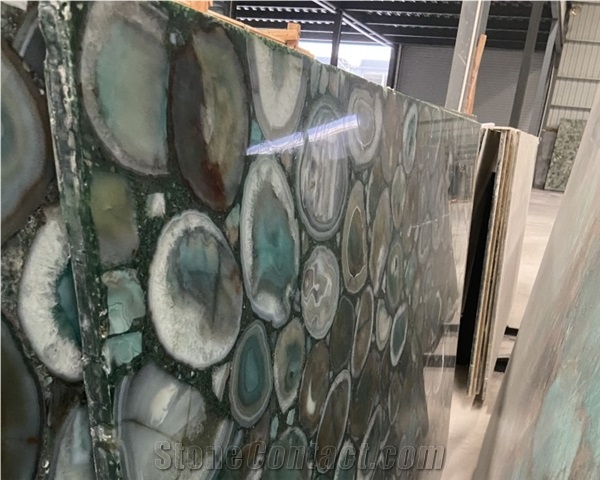 Natural Agate Slab Semi Precious Stone Backlit Wall Panel