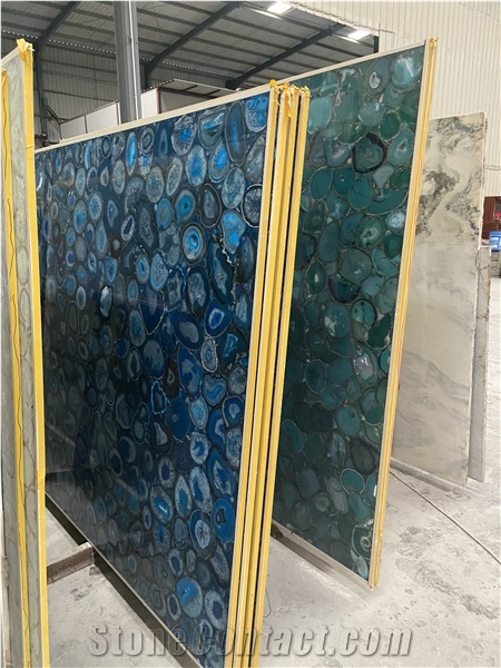 Natural Agate Slab Semi Precious Stone Backlit Wall Panel