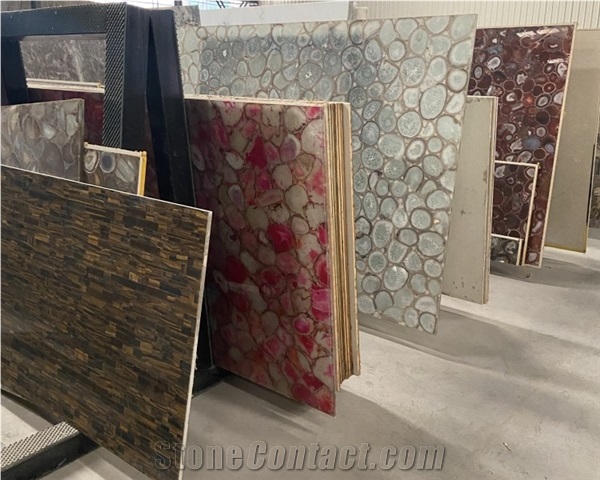 Natural Agate Slab Semi Precious Stone Backlit Wall Panel