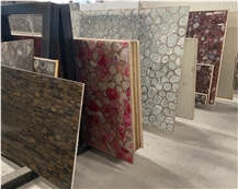 Natural Agate Slab Semi Precious Stone Backlit Wall Panel