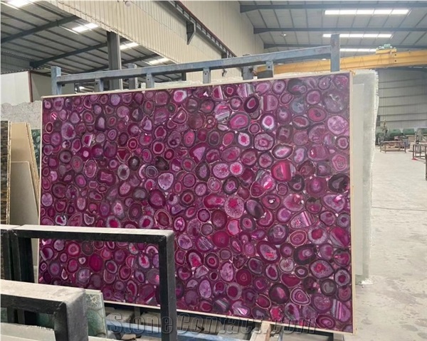 Natural Purple Agate Jade Backlit Slab Semi Precious Stone