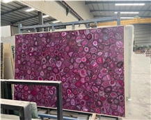 Natural Purple Agate Jade Backlit Slab Semi Precious Stone