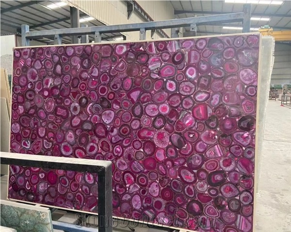 Natural Purple Agate Jade Backlit Slab Semi Precious Stone