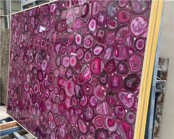 Natural Purple Agate Jade Backlit Slab Semi Precious Stone
