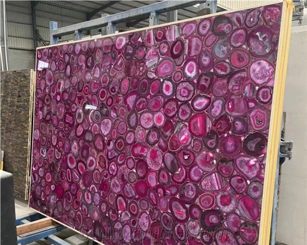 Natural Purple Agate Jade Backlit Slab Semi Precious Stone