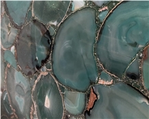 Semi Precious Stone Indoor Design Natural Green Agate Slab