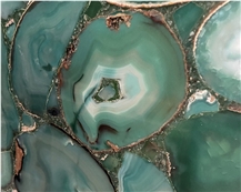 Semi Precious Stone Indoor Design Natural Green Agate Slab