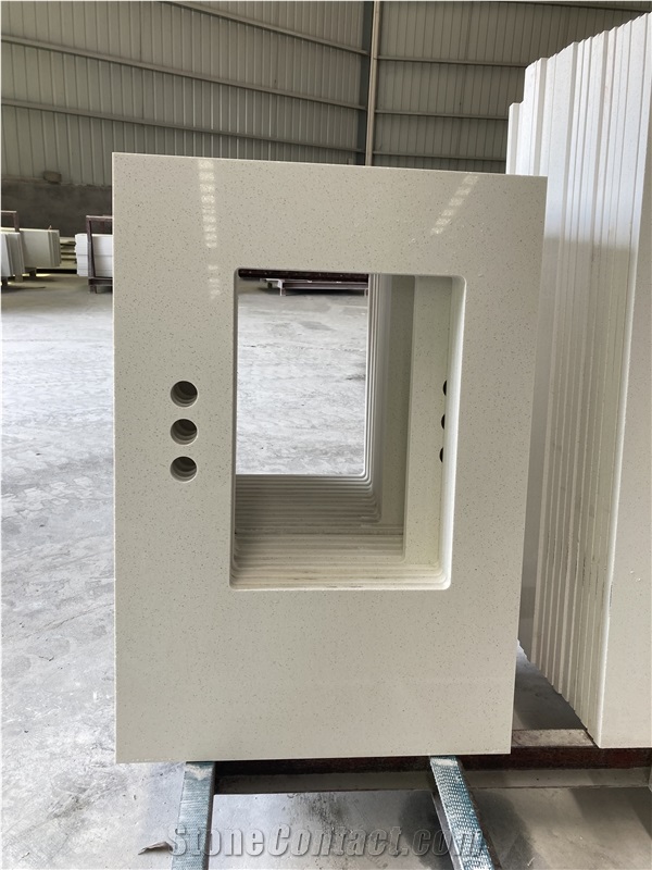 Artificial Quartz Stone Bathroom Vanity Tops For Hotel