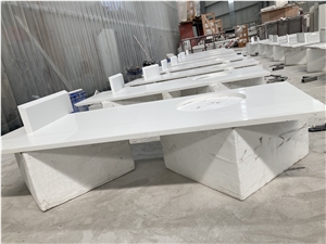 Artificial White Quartz Bathroom Countertop