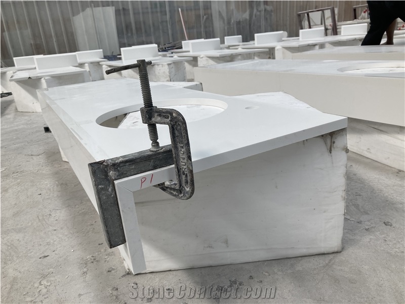 Artificial White Quartz Bathroom Countertop