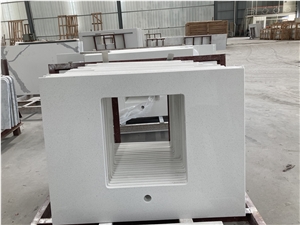 Pure White Quartz Stone Bathroom Vanity Tops