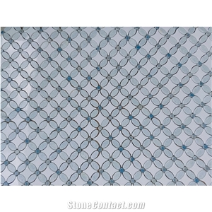 Azul Macaubas Blue Celeste Flower Shape Mosaic Tiles