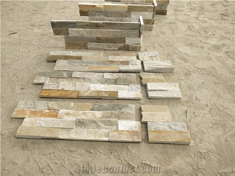 China Yellow Quartize Wall Cladding Panels Corner
