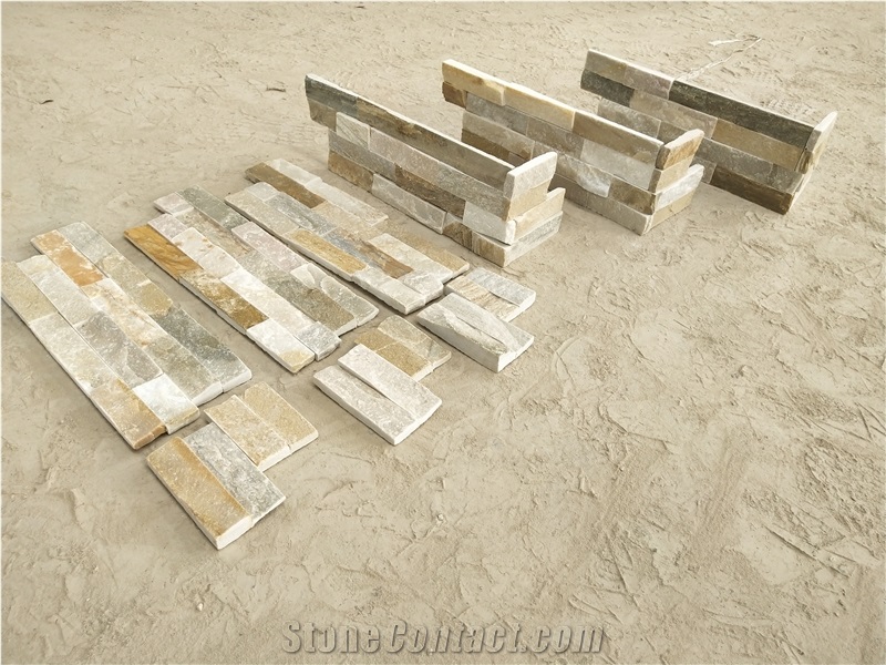 China Yellow Quartize Wall Cladding Panels Corner