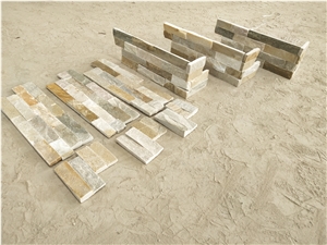 China Yellow Quartize Wall Cladding Panels Corner